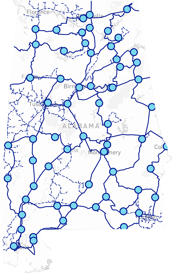 Alabama Fiber Network Map